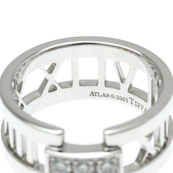 TIFFANY ATLAS 18K WHITE GOLD DIAMOND BAND RING SIZE 6.25 #53 - Picture 6 of 9
